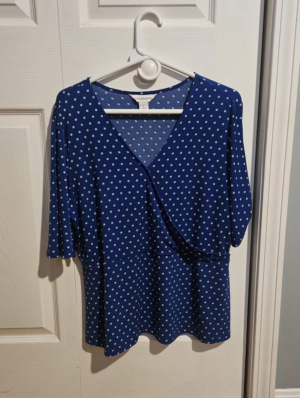 Liz Claiborne Faux Wrap Style Blouse Size L